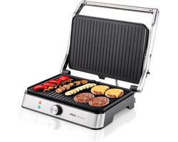 Panini Press Grill 2200 W met Antiaanbaklaag en Temperatuurregelaar - Zwart