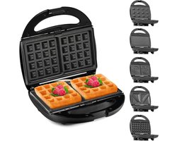 Quvo® Contactgrill met uitneembare platen - Contactgrill - Multi grill - zwart en zilver - ‎24cm x 22cm x 10cm