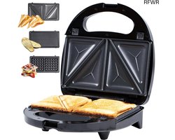 RFWR® 3 in 1 Sandwichmaker - Maak Tosti's, Wafels en Grillgerechten - Compact en Eenvoudig te Reinigen - Koudgreep en Antislipvoetjes