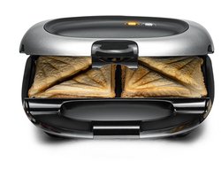 Rommelsbacher XL Tosti-ijzer ST 1000 – Sandwichmaker met Antiaanbaklaag – Voor 2 Grote Tosti’s – Diepe Bakplaten & Overloopbeveiliging – 1000W