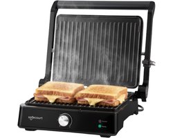 Safecourt Kitchen Tosti apparaat – Paninigrill en Tosti ijzer – Uitneembare PFAS-vrije platen & vaatwasserbestendig – Groot grilloppervlak – Snel warm – Contactgrill - Zwart