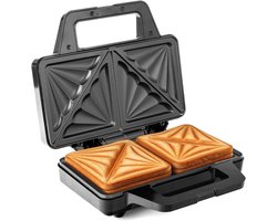 Sandwich Maker XXL - Tosti Apparaat met Extra Grote Sandwichplaten - Antiaanbaklaag met Standby-indicator - 1000W voor 2 Schelpvormige Sandwiches - Eenvoudige Reiniging en Snelle Bereiding
