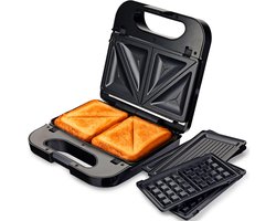 Sandwich Toaster met Verwisselbare Platen, Antislip, 850W en Koel Aanvoel