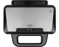 Sandwichmaker En Panini Grill - 2 In 1 Broodrooster - Kleine Zwarte Toaster - Snelle Toast Grill - Ideaal Voor Camping En Ontbijt - 74 Cm Snoer