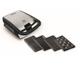 Tefal Snack Collection SW854D - Contactgrill & Tosti-ijzer - 4 verschillende Platen voor tosti's, wafels, panini's en poffertjes- RVS - Anti-aanbaklaag