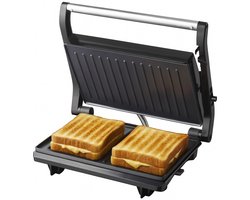 Tomado TGC2001S - Tosti apparaat - 2 Tosti's - PFAS vrij - Contactgrill - Grill apparaat - Tosti ijzer - Zwart/rvs - 750 watt