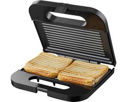 Tomado TGS2001S - Tosti ijzer - Grillapparaat - Tosti apparaat - PFAS vrij – Sandwich maker - 750 watt - 22,5 x 13 cm - Zwart/RVS