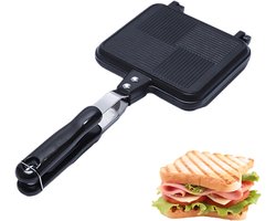 Tosti Apparaat - Sandwich Maker - Dubbelzijdige Koekenpan - Sandwich Toaster Wafelijzer - Met Handvat, Antiaanbak Grillpan - Voor Gebruik Op Het Fornuis Of Buitenshuis - Voor Zowel Koken Binnenshuis Als Kamperen In De Buitenlucht