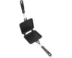 Tosti IJzer Pan - Sandwich Maker Koekenpan - Ontbijt Maken - Dubbelzijdig Grillen - 35x15x3 cm - Zwart