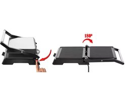 TuttoBello - Contactgrill XL TF-5019 - Panini Grill XL - Tosti apparaat groot - 30 x 26 cm bakoppervlakte - Regelbare Thermostaat - 2000 watt