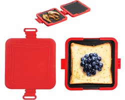 VHV Tosti Apparaat - Sandwich Maker - Tosti Broodrooster - Draadloze Sandwichmaker - Antiaanbaklaag - Voor Kantoor, Studentenkamer En Magnetron - Rood