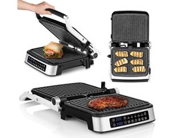 VIN® Tafelgrill Contactgrill - Tosti Grill Apparaten 180° Inklapbaar - Wafelijzer Met Antiaanbaklaag – Tosti Apparaat – 2-in-1 Grill Apparaat – Contactgrill – Sandwich Maker Met Lekbak – Panini Grill