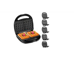 WNHB® 5 in 1 Croque Monsieur Toestel – Instelbare Temperatuur – Vergrendelclip – Uitklapbare Contactgrill – Panini Grill – Antiaanbaklaag – Sandwichmaker Voor 2 Tosti’s