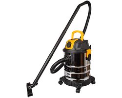 Blow Bouwstofzuiger 1300W + Stopcontact 2000W - 25L - 240V - 4 meter Snoer - Nat & Droog zuiger - Zwart/Geel