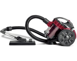 Deniva – Stofzuiger Zonder Zak – Cilinderstofzuiger – 2600 W - Stofzuiger Met 5 Meter Snoer – Stofopvangbeker - 1.5 L - Rood -