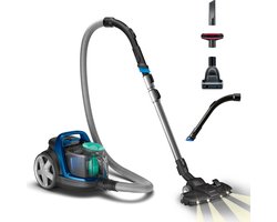 Philips Stofzuiger zonder Zak FC9557/09 - Mondstuk met LED Verlichting - Alle Vloertypen - Sterke Zuigkracht - Met HEPA 13 Allergiefilter - 3 Extra Mondstukken - Blauw