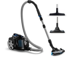 Philips Stofzuiger zonder Zak FC9741/09 - Alle Vloertypen - Sterke Zuigkracht - Met HEPA 13 Allergiefilter - Lang Snoer - Incl 4 Extra Mondstukken - Zwart
