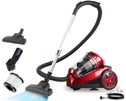 Royalty Line® BSCM1400 Stofzuiger Zonder Zak - 3 L Stofcapacitiet - Stofzuigers - Vacuum Cleaner Zakloos- 850W - Sterke Zuigkracht - Compact en Lichtgewicht - Lange Kabel - Zwart/Rood