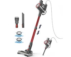 Steelstofzuiger met snoer - 6-in-1 - Handstofzuiger - steelstofzuiger met draad - 600W - 23Kpa - 6M kabel - 220V - Rood