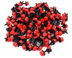 100 stuks - Irrigatie Sproeiers - Automatische Irrigatie Druppelaars - 360 Graden Verstelbare Spuitmond - Irrigatiesysteem Accessoires - Voor Bloembedden, Gazon, Kas - Kunststof - Rood en zwart