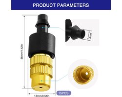 15Pcs Verstelbare Messing Misting Spray - Koper Atomisatie Nozzle - Atomizers Sprayers - Spray Heads Nozzles voor Tuin Water geven - Kweekhuis Zaailingen Irrigatie