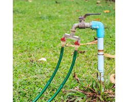 2 way distributor water 3/4 inch - water connection distributor - water tap distributor - Y-distributor inlet hose washing machine - heavy duty nickel plated brass garden hose