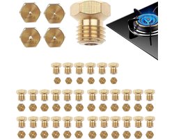 30 stuks messing gasbrander sproeiers set met steeksleutel M7 - butaangas sproeiers voor gasgrill - vervangende brandersproeiers (0,50/0,70/0,87/1,02)