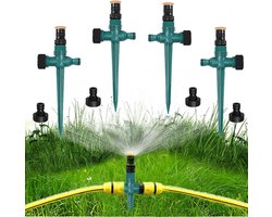 4 stuks gazonsproeiers, 360 graden draaibare tuinsproeier, tuinsproeier, tuingazonsproeier, watersproeier, instelbaar, automatisch bewateringssysteem (groen)