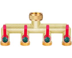 4-weeg waterverdeler met verlengde handgreep voor tuinirrigatie - regelbare en afsluitbare waterstroom