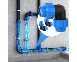 Allecta - Kunststof PE waterleiding 20 mm 90 graden schroefhoek PN16 DVGW gecertificeerd voor drinkwater binnen- en buiteninstallaties