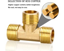 Allecto Plus - T-stuk Messing 1/2 Inch 90° - G1/2 AG - Ø203 mm - Verdelerstuk Buitendraad DN15 - Schroefdraadfitting Drinkwater Geschikt