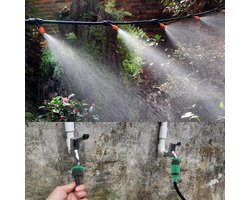 Allecto plus - Vernevelingssysteem voor Buitenterras en Tuin - Waterafneembaar - Micro-irrigatie - Sprinklers - Geschikt voor Waterpark, Kas en Achtertuin - 15m
