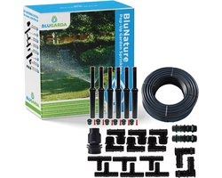 BluNature - Pop-Up Garden Sprinklers - Pop Up Sproeier Beregening Irrigatiesysteem Tuin Set - 6 pop-up sproeiers - 30 meter Tyleenslang - Gazon tot 70m2