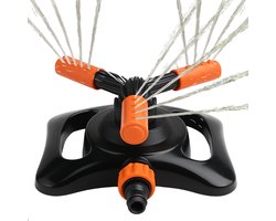 Cheqo® 3-Armige Wervelende Tuinsproeier – Zwenksproeier met 360 Graden Bewatering – Gazonsproeier met Tuinslangaansluiting – Waterstroom Aanpasbaar – Brede Spray & Smalle Straal