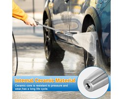 Cosensi - Hogedruk roterende sproeier voor auto, thuis en tuin - 350 Bar - Roestvrijstalen sproeier - Gelijmatig spuiten - Groot bereik