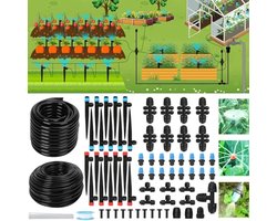 Druppelirrigatieset voor Tuin en Gazon - 177FT Micro-Irrigatiesysteem met Verstelbare Spuitmond