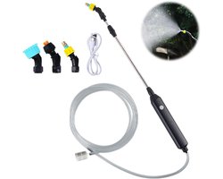 Elektrische tuinsproeier, daksproeier, telescopische sproeier met 3 sproeikoppen en 5 meter slang, USB oplaadbaar, draagbare tuinsproeier