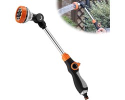 Gieterstok 47cm Lang Handdouche - 8 Spuitbeelden Duimbediening - Tuinslang Mondstuk Afneembaar - Tuinsproeier voor Planten Watergeven - Zwart/Groen - 1 Stuk