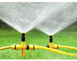 Grasbesproeiingssysteem - 360-graden roterende sprinkler - automatisch bewateringssysteem - geel/zwart