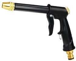 Interface van het type galvaniseernippel Lange staaf autowassproeier met voorlier, 360° draaibaar, messing, metalen, verstelbare hogedruk tuinslangsproeier voor autowassen, planten en gazon, tuinieren op het terras, huisdierendouche, 1 set zwart