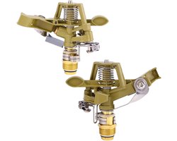 Irrigatiesproeier - Impactsproeier - 1/2 inch pulssproeier - Sproeier - Gazonsproeier - Zinklegering - Verstelbaar - 360° dekking van grote oppervlakken - Geschikt voor binnentuinen op een afstand van 10 tot 18 voet -2 stuks