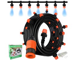 Playos® - Mist Slang - 10 meter - Vernevelaar - Instelbare intensiteit - 10 Sproeiers - Terraskoeling tot 10°C - Watergordijn - Watersproeier - Tuinsproeier - Mist Verstuiver - Vernevelaar Tuin - Nevelsproeiers