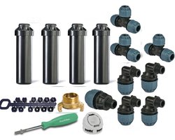 RainBird tuinsproeierset 5004 zonder tyleenslang | 4 pop-upsproeiers | 4 sproeiers | Sproeibereik 10 t/m 15 meter