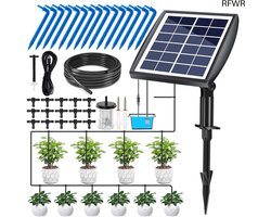 RFWR® Automatisch Zonne-energie Irrigatiesysteem voor Tuin en Balkon - 15m Druppelirrigatie met Watersensor