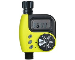 Sprinkler timer - Tuinsproeiers - Programmeerbare tuinslangen bewaterings timer - Met regenvertraging/handmatige bewateringsfunctie - Slangtimer - Automatische bewateringstimer - Irrigatiecontroller - Geel - Batterij niet inbegrepen