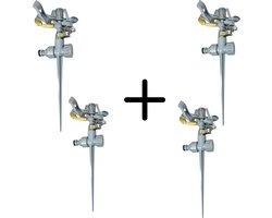 Synx Tools 4 Stuks Sectorsproeier op spike - cirkelsproeier - sproeier pulserend - 360 graden - Tuinsproeier - statief - sectorbegrenzer - 14 M reikwijdte