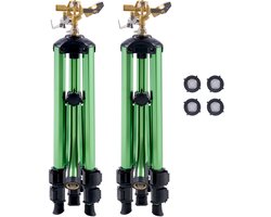 Telescopische Standaard voor Gazonsproeier, Set Van 2, met Koperen Kop En G3/4 Inch Aansluiting, 360 Graden Gazonsproeier voor Grote Oppervlakken, In Hoogte Verstelbaar 430 Mm 686 Mm 940 Mm, Geschikt voor Tuinen