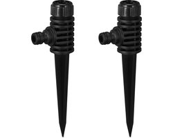 tuinsproeier set van 2 - klein - met grondpen - 6 m reikwijdte - kunststof - zwart