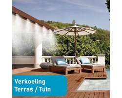 Vernevelaar Tuin Verneveling Slang Nevelsproeier Vernevelingsysteem - Volledig gemonteerd, kant-en-klaar systeem - Voor Waterverneveling In De Tuin - Terras Koeling - Water Vernevelingssysteem - Zonnescherm -- Zwembad - Broeikas - Tuin - 20 m -