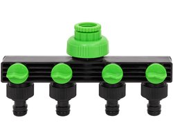 vidaXL Kraanadapter 4-wegs - ABS & PP - Groen/Zwart Tuinirrigatie - Kraanadapter - Tuinslang - Watersysteem - Waterverdeler